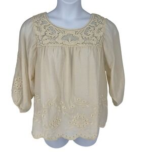 Hazel‎ Lace Embroidered Peasant Blouse L